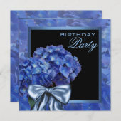 Blue Hydrangea Party Kaart (Voorkant / Achterkant)