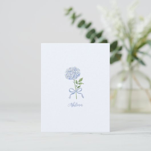 Blue Hydrangea Personalized Note Card Bedankkaart (Staand voorkant)