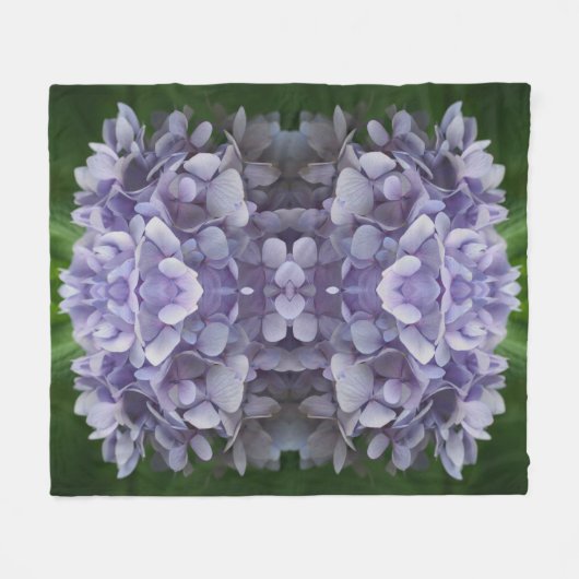 Blue Hydrangea Petals Abstract Kunstpatroon Fleece Deken (Voorkant (Horizontaal))