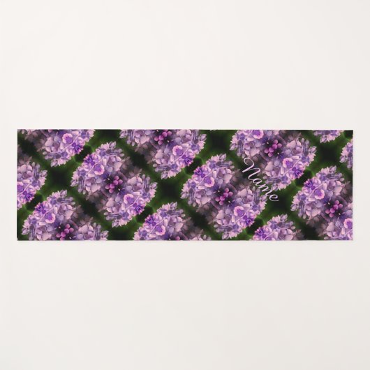Blue Hydrangea Petals Abstracte Kunst Gepersonalis Yogamat (Voorkant (horizontaal))