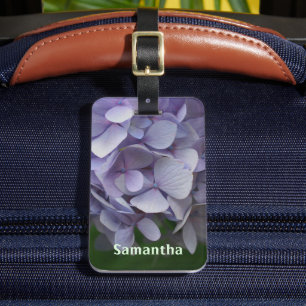 Blue Hydrangea Petals Sluiten Gepersonaliseerd Bagagelabel