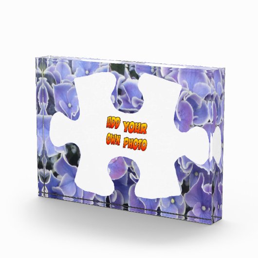 Blue Hydrangea Puzzle Piece Cust. Bloc photo (Droite)