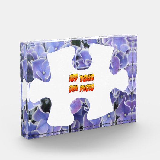 Blue Hydrangea Puzzle Piece Cust. Bloc photo (Gauche)