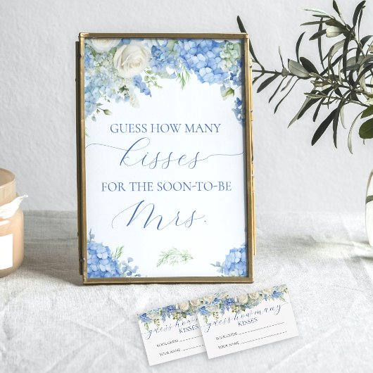 Blue Hydrangea raden hoeveel kussen spel teken Poster