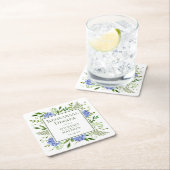 Blue Hydrangea repetitie diner Vierkante Kartonnen Onderzetter (Insitu)