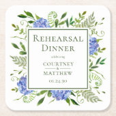 Blue Hydrangea repetitie diner Vierkante Kartonnen Onderzetter (Voorkant)