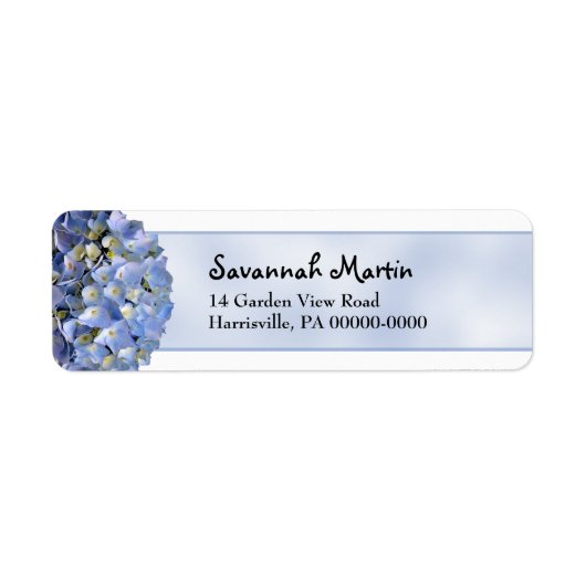 Blue Hydrangea Return Address Etiket (Voorkant)
