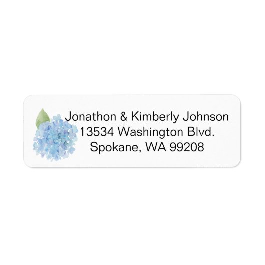 Blue Hydrangea Return Address Label (Voorkant)