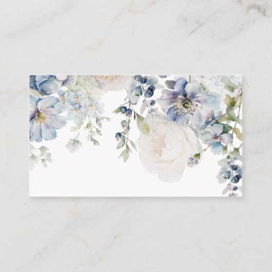 Blue Hydrangea & Roos Display Douche Ticket Kaart (Achterkant)