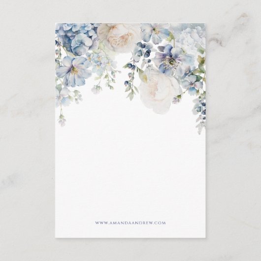 Blue Hydrangea & Roos Wedding Details Enclosure Informatiekaartje (Achterkant)