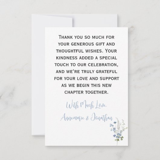 Blue Hydrangea Roses blanches Mariage Merci (Dos)