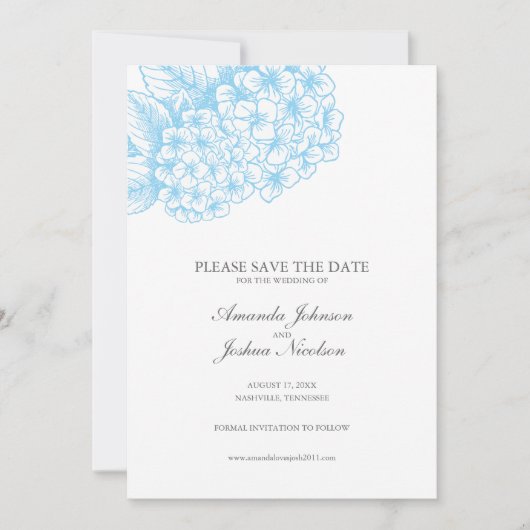 Blue Hydrangea Save the Date (Voorkant)