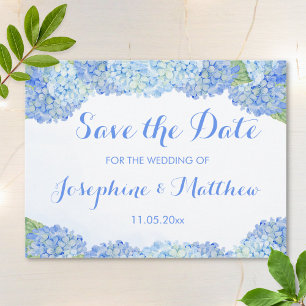 Blue Hydrangea Save the Date Aankondigingskaart