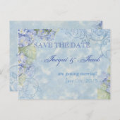 Blue Hydrangea, Save the Date Briefkaart (Voorkant / Achterkant)