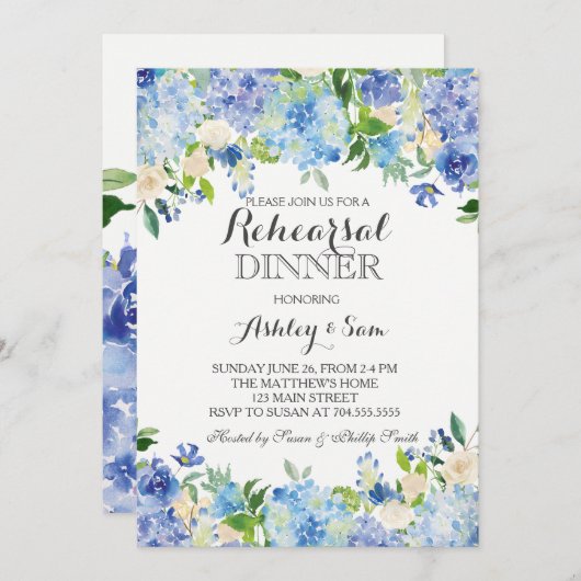 Blue hydrangea Shower Invitation (Devant / Derrière)