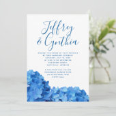 Blue Hydrangea Simple Casual Wedding Invitation Kaart (Staand voorkant)