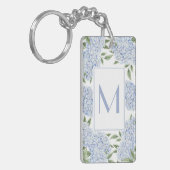 Blue Hydrangea Single Initial Monogram Custom Sleutelhanger (Voorkant Links)