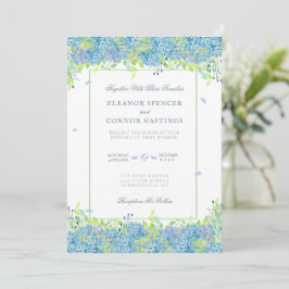 Blue Hydrangea Sophisticated Wedding Kaart