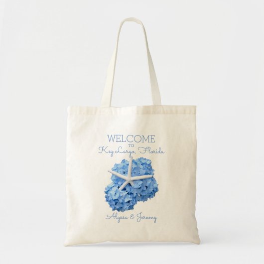 Blue Hydrangea Starfish Wedding Welcome Tas (Voorkant)