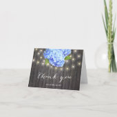 Blue Hydrangea String Lights Barn Wood Dank u Bedankkaart (Voorkant)