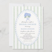 Blue Hydrangea Stripes Bridal Shower Invitation (Devant)