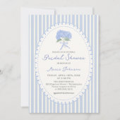 Blue Hydrangea Stripes Bridal Shower Invitation (Devant)