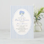 Blue Hydrangea Stripes Bridal Shower Invitation (Debout devant)