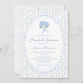 Blue Hydrangea Stripes Bridal Shower Invitation (Devant)