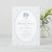 Blue Hydrangea Stripes Bridal Shower Invitation (Debout devant)