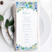 Blue Hydrangea Summer Floral Wedding Menus Menu