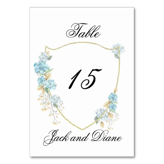 Blue Hydrangea Table Number Kaarten (Voorkant)