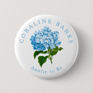 Blue Hydrangea tante om Baby shower te zijn Ronde Button 5,7 Cm