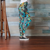 Blue Hydrangea Urban Art Motif Leggings