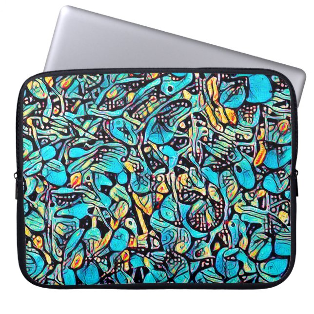 Blue Hydrangea Urban Art Pattern-laptophoes Laptop Sleeve (Voorkant)
