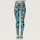 Blue Hydrangea Urban Art Pattern Leggings (Voorkant)