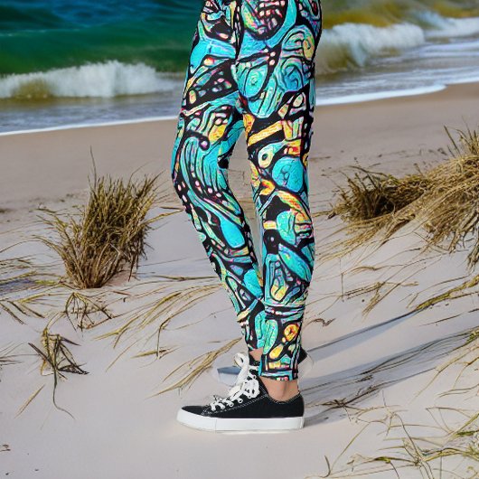 Blue Hydrangea Urban Art Pattern Leggings