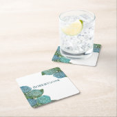 Blue Hydrangea Vierkante Kartonnen Onderzetter (Insitu)