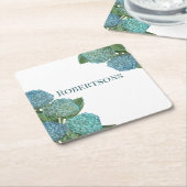 Blue Hydrangea Vierkante Kartonnen Onderzetter (Schuin)