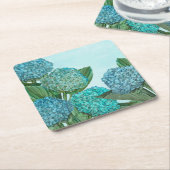 Blue Hydrangea Vierkante Kartonnen Onderzetter (Schuin)