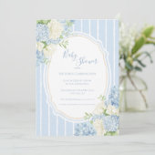 Blue Hydrangea Vintage Frame Baby Shower Kaart (Staand voorkant)