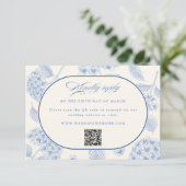 Blue Hydrangea Vintage Wedding  RSVP Kaartje (Staand voorkant)