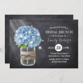 Blue Hydrangea Vrijgezellenfeest Rustic Chalkboard Kaart (Voorkant / Achterkant)