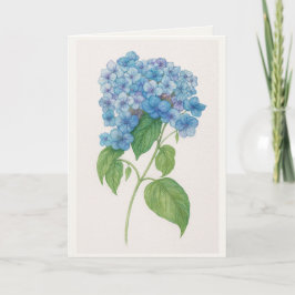 Blue Hydrangea Watercolor Botanical Card | Elegant Kaart