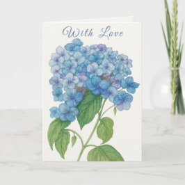 Blue Hydrangea Watercolor Floral Greeting Card  Kaart