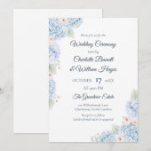 Blue Hydrangea Watercolor Floral Invitation (Devant / Derrière)