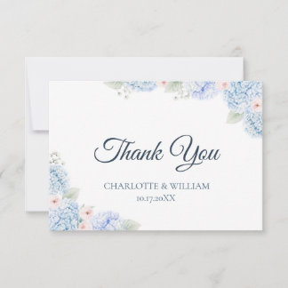 Blue Hydrangea Watercolor Floral Thank You Card Bedankkaart