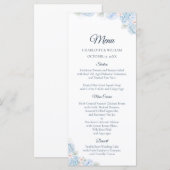 Blue Hydrangea Watercolor Floral Wedding Menu (Devant / Derrière)