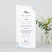 Blue Hydrangea Watercolor Floral Wedding Menu (Debout devant)