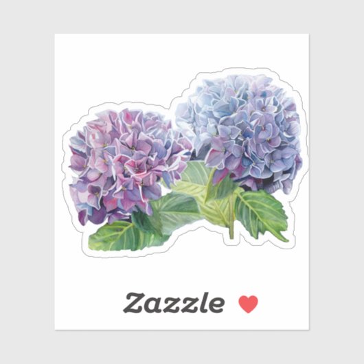 Blue Hydrangea Watercolor Sticker (Feuille)