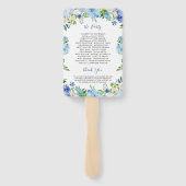 Blue Hydrangea Waterverf Bloemen Trouwprogramma Handwaaier (Achterkant)